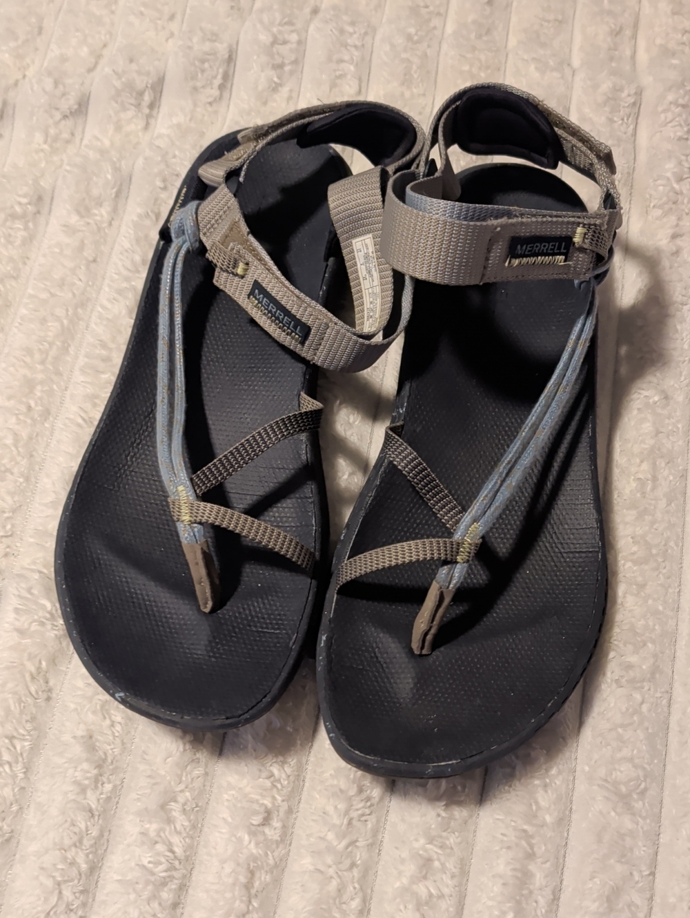 Merrell Women's Black Sandals with Tan and Light Blue Straps